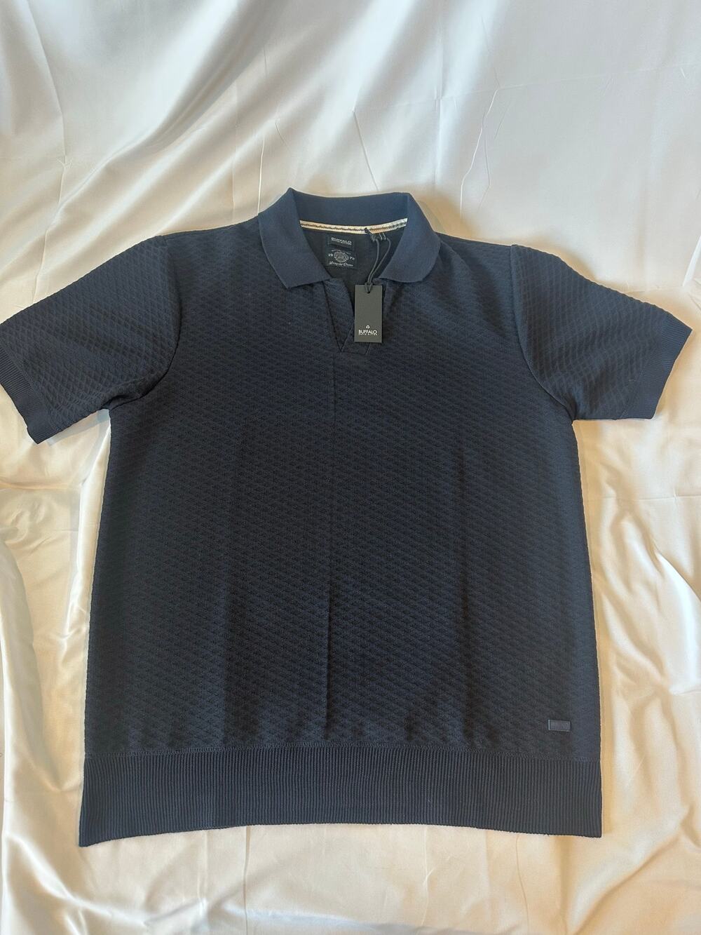 Buffalo David Bitton Men's Textured Knit Sweater Polo Shirt V-Neck NWT Size LG